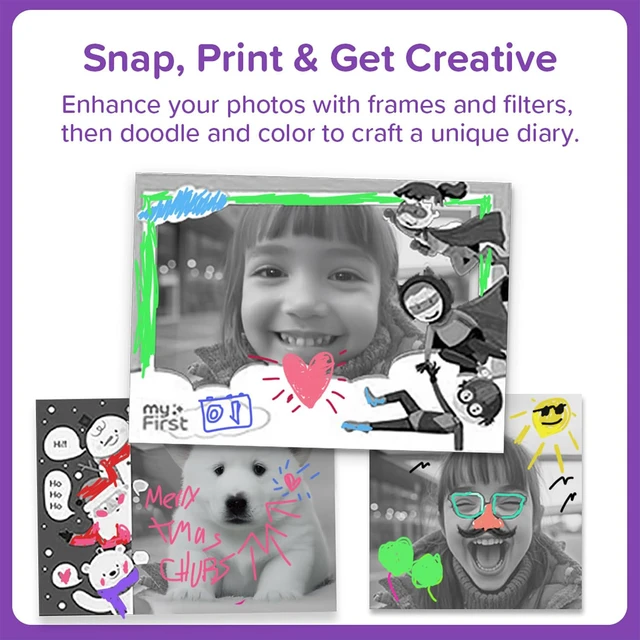 Alt view image 5 of 7 - Kids Instant Print Camera, 7-Second Inkless Printing Insta 20, 16MP photos, 1080P video, dual screen selfies, road trip fun, airplane travel, ages 4-12, birthday gift