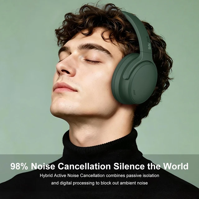 Alt view image 2 of 7 - NiceComfort 35(2nd Gen)Noise Cancelling Headphones 4-Speakers 40kHz HD Sound,140 Hours' Ultra-long Playtime for Travel, Bluetooth 6.0, 5 Microphones ENC,Transparency,Spatial Audio,Low Latency