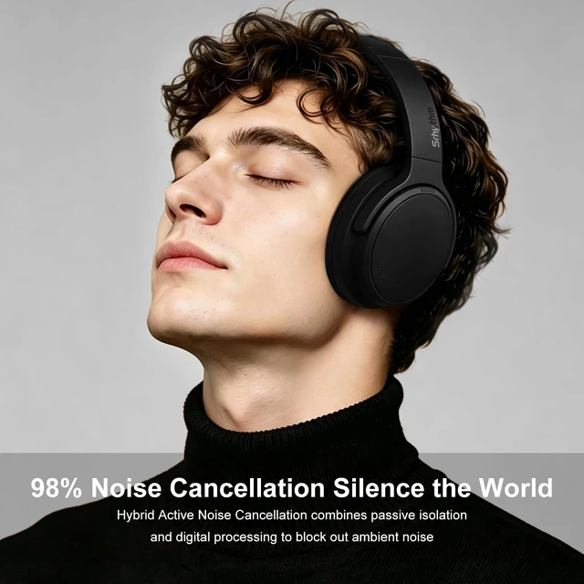 Alt view image 2 of 7 - NiceComfort 35(2nd Gen)Noise Cancelling Headphones 4-Speakers 40kHz HD Sound,140 Hours' Ultra-long Playtime for Travel,Bluetooth 6.0,5 Microphones ENC,Transparency,Spatial Audio,Low Latency