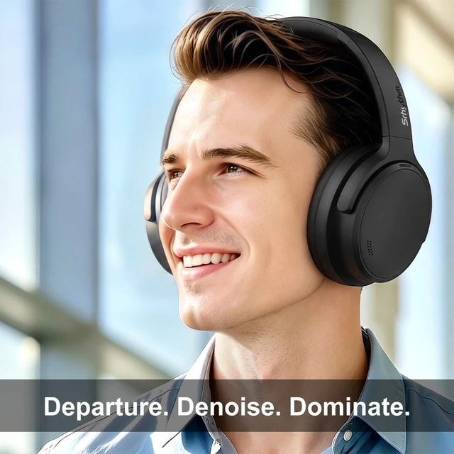 Alt view image 4 of 7 - NiceComfort 35(2nd Gen)Noise Cancelling Headphones 4-Speakers 40kHz HD Sound,140 Hours' Ultra-long Playtime for Travel,Bluetooth 6.0,5 Microphones ENC,Transparency,Spatial Audio,Low Latency