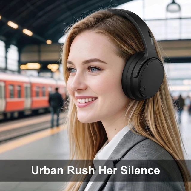 Alt view image 5 of 7 - NiceComfort 35(2nd Gen)Noise Cancelling Headphones 4-Speakers 40kHz HD Sound,140 Hours' Ultra-long Playtime for Travel,Bluetooth 6.0,5 Microphones ENC,Transparency,Spatial Audio,Low Latency