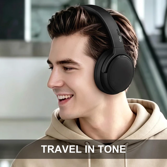Alt view image 6 of 7 - NiceComfort 35(2nd Gen)Noise Cancelling Headphones 4-Speakers 40kHz HD Sound,140 Hours' Ultra-long Playtime for Travel,Bluetooth 6.0,5 Microphones ENC,Transparency,Spatial Audio,Low Latency