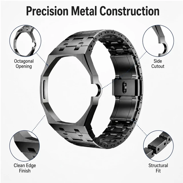 Alt view image 2 of 5 - 316 Stainless Steel Case Band Mod Kit Compatible with Swatch Royal Pop for Men Women Watches Replacement (black 3)