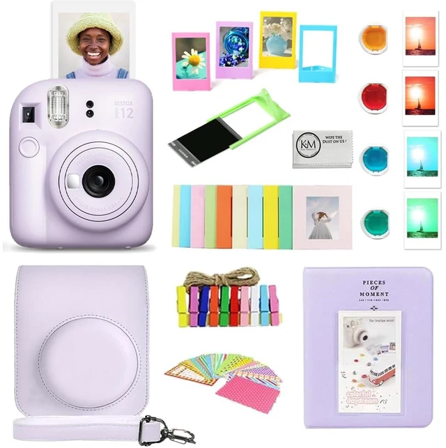 Main image of INSTAX Mini 12 Instant Film Camera Lilac Purple Bundled with Instax Accessory Bundle + Cleaning Cloth (8 Items)