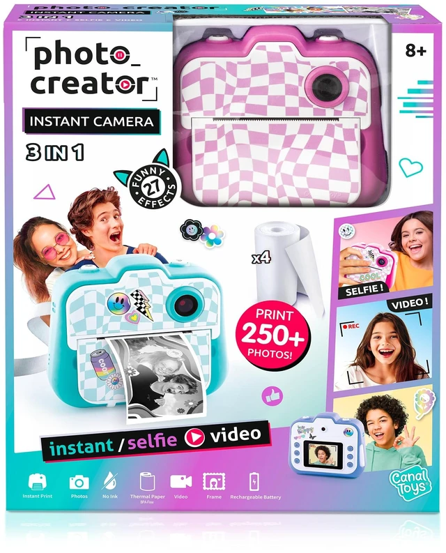 Main image of Photo Creator 3-in-1 Instant Camera for Kids Pink; Camera, Instant Printer & Photo Booth with Fun Frames & Filters