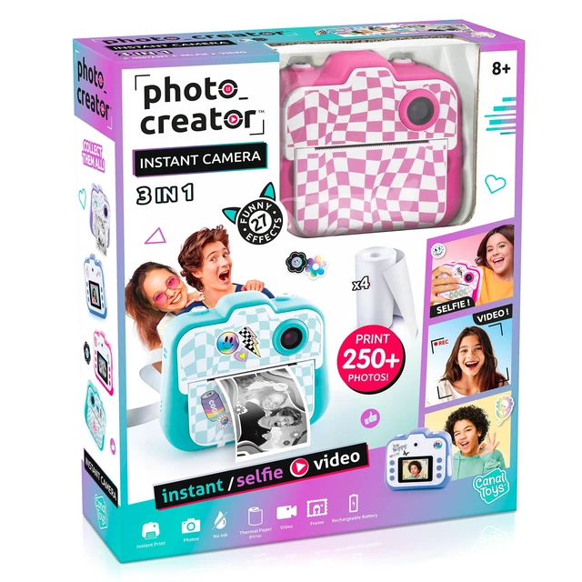 Alt view image 2 of 7 - Photo Creator 3-in-1 Instant Camera for Kids Pink; Camera, Instant Printer & Photo Booth with Fun Frames & Filters