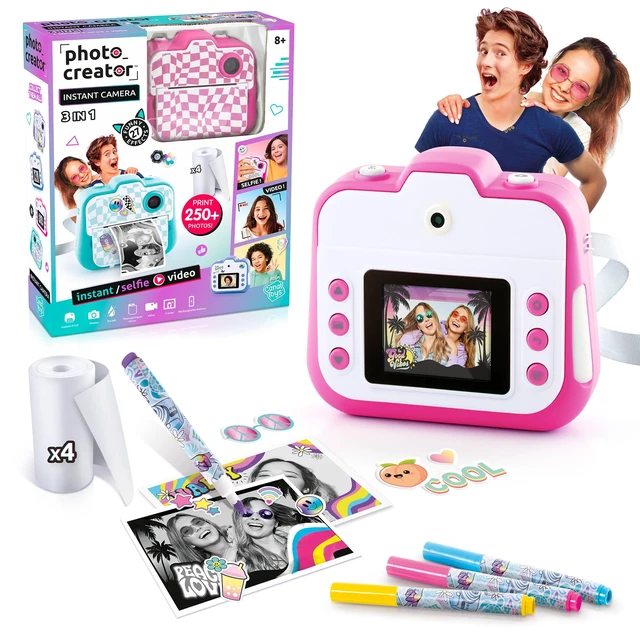 Alt view image 4 of 7 - Photo Creator 3-in-1 Instant Camera for Kids Pink; Camera, Instant Printer & Photo Booth with Fun Frames & Filters