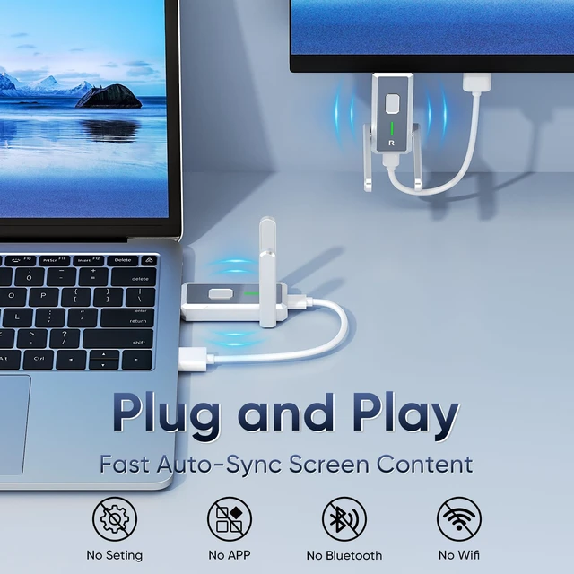 Alt view image 2 of 7 - Wireless HDMI Transmitter and Receiver, Wireless HDMI Extender, Plug & Play 4K Decode 1080P Output Stream from PC/Laptop/Projector to Monitor/TV 656FT Long Range for Business/Conference/Home Theater