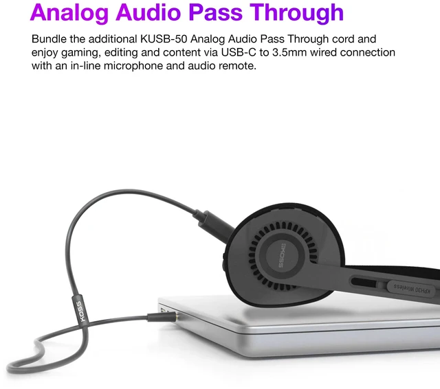 Alt view image 5 of 7 - KPH30 Wireless Bluetooth Retro Style On-Ear Headphones, Stealth Grey 20+ Hour Battery Life, USB-C Charging, Microphone