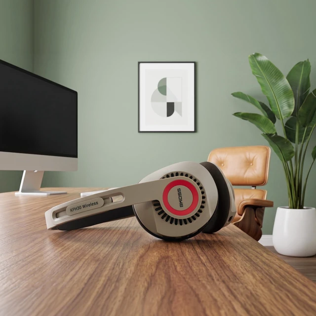 Alt view image 7 of 7 - KPH30 Wireless Bluetooth Retro Style On-Ear Headphones, Rhythm Beige 20+ Hour Battery Life, USB-C Charging, Microphone