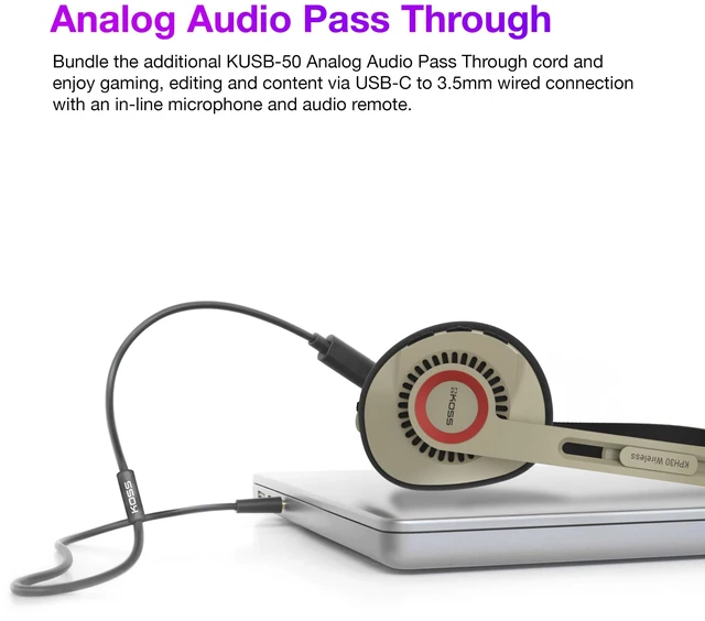 Alt view image 5 of 7 - KPH30 Wireless Bluetooth Retro Style On-Ear Headphones, Rhythm Beige 20+ Hour Battery Life, USB-C Charging, Microphone