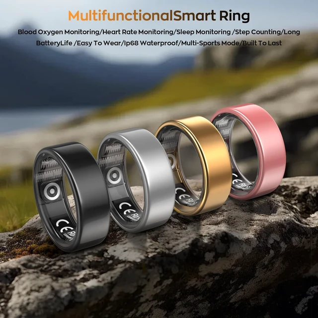 Alt view image 6 of 6 - Smart Ring with Sleep Monitoring, Step Counting, Heart Rate, Blood Oxygen for iOS and Android, No Subscription Fee, IP68 Waterproof Health Tracker (Silver, 11)