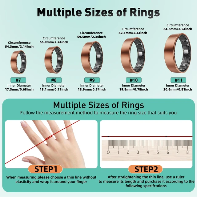 Alt view image 2 of 6 - Smart Ring with Sleep Monitoring, Step Counting, Heart Rate, Blood Oxygen for iOS and Android, No Subscription Fee, IP68 Waterproof Health Tracker (Silver, 11)