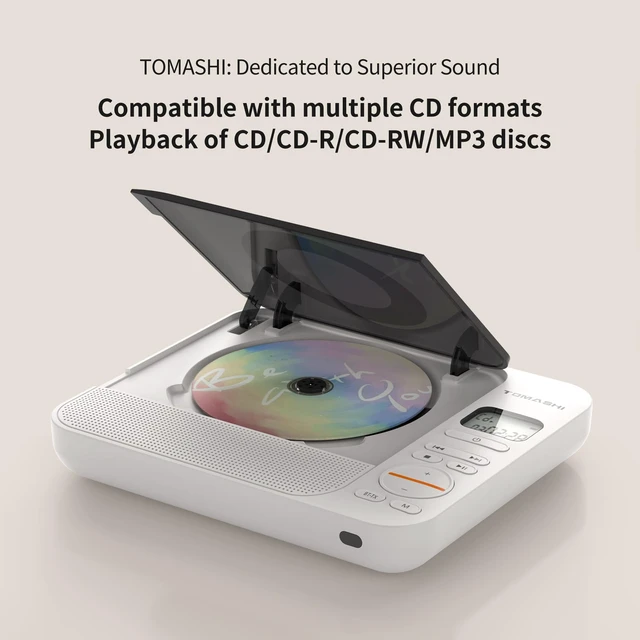 Alt view image 3 of 7 - CD Player Porteble with Built-in Speaker, Bluetooth Transmit & Receive, Desktop Stereo Player, Rechargeable Battery, Remote Control, Supports USB/TF Card/AUX CD-2