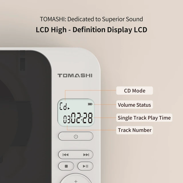 Alt view image 7 of 7 - CD Player Porteble with Built-in Speaker, Bluetooth Transmit & Receive, Desktop Stereo Player, Rechargeable Battery, Remote Control, Supports USB/TF Card/AUX CD-2
