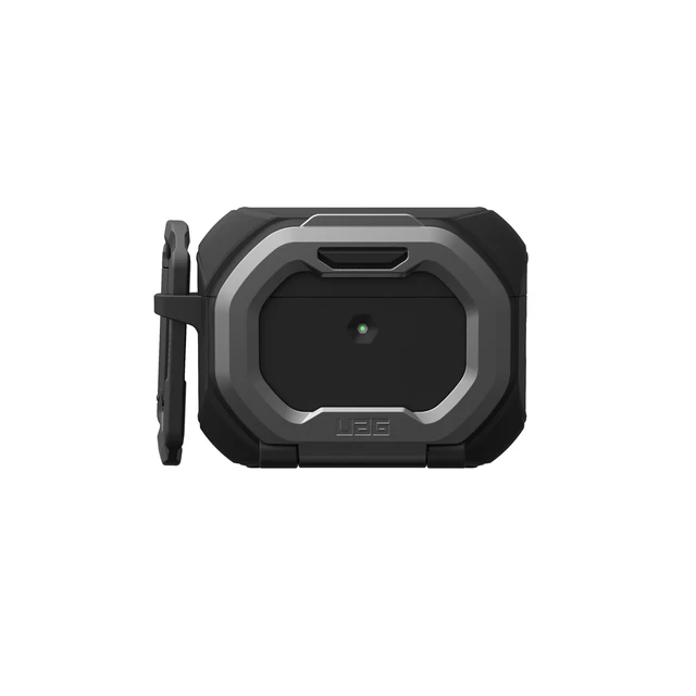 Alt view image 6 of 7 - UAG Monarch for AirPods Pro 3 Gen Case 2025, with Built-in Phone Stand Black/Silver, Detachable Carabiner Clip, Double Latch Closure, Heavy Duty Protection, Wireless Charging Compatible