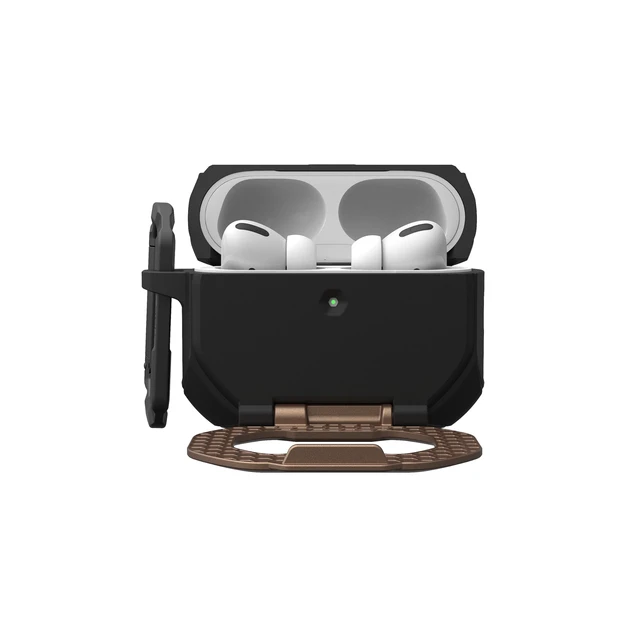 Alt view image 4 of 7 - UAG Monarch for AirPods Pro 3 Gen Case 2025, with Built-in Phone Stand Black/Aged Bronze, Detachable Carabiner Clip, Double Latch Closure, Heavy Duty Protection, Wireless Charging Compatible