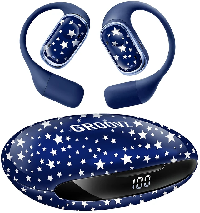 Main image of Open-Ear Plus True Wireless Headphones with Battery Display - Designed & Engineered in the USA - Multi-Point Pairing Bluetooth Open Ear Earbuds Compatible w/Apple & Android - Blue Starry Night