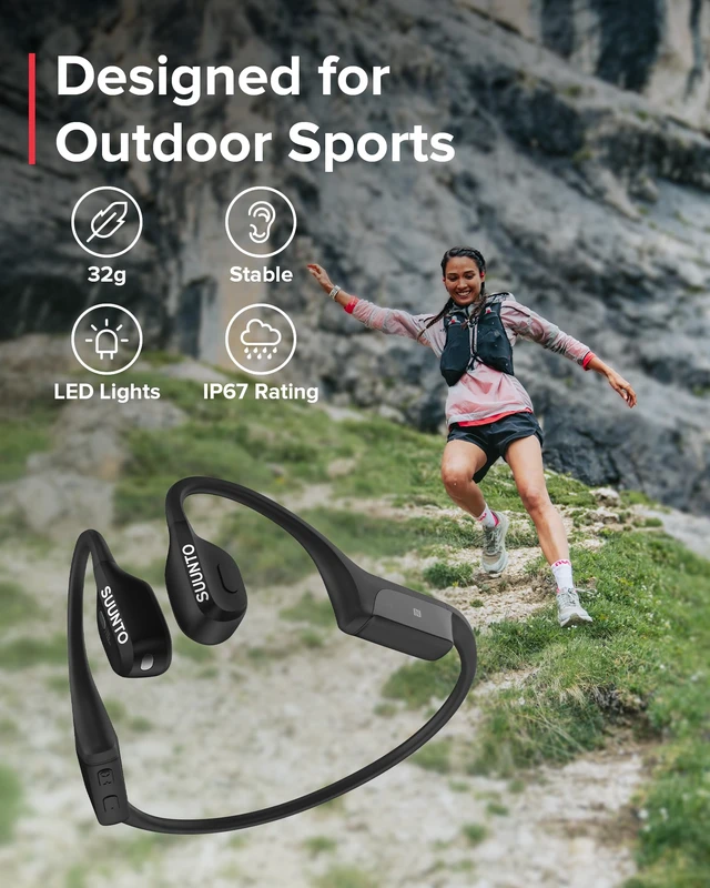 Alt view image 7 of 7 - WING - Open ear, bone conduction headphones. Made for sports, waterproof, safety lights, bluetooth