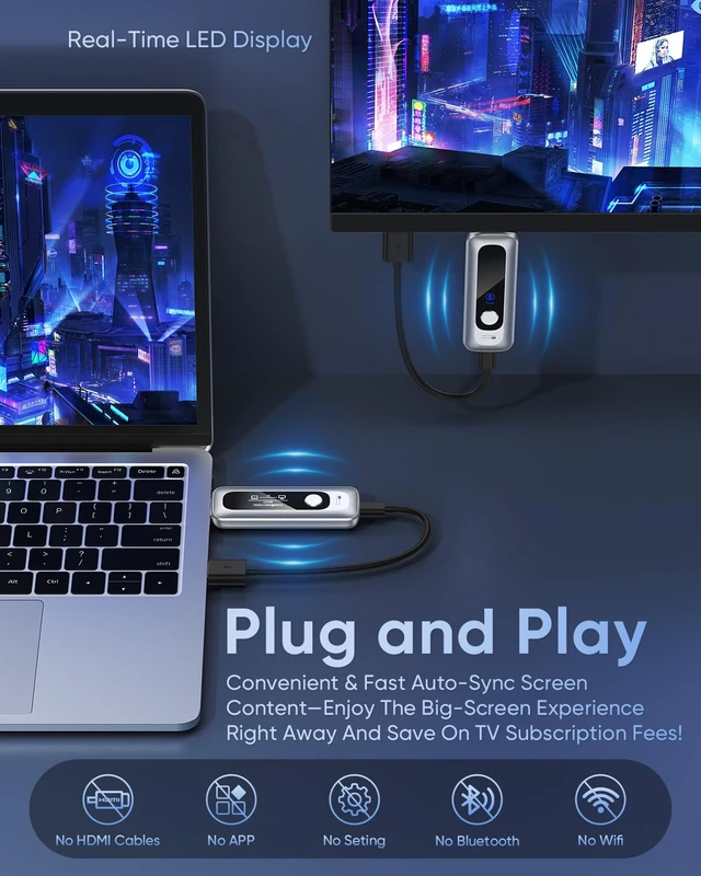 Alt view image 2 of 7 - New Wireless HDMI Transmitter and Receiver 328FT/100M Portable Extender Plug&Play with LED Display 4K Decode 1080P Output 2.4G+5G for Video and Audio to Monitor from Laptop/PC/Projector/TV Box