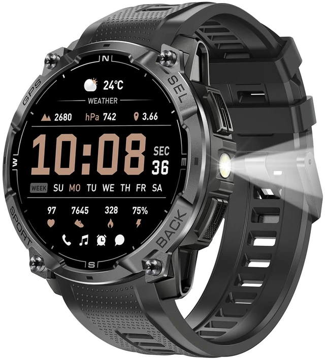 Main image of Military Smart Watches for Men, Built-in GPS & Compass, 30-Day Standby 1.43" AMOLED Rugged Outdoor with LED Flashlight, Barometric Altimeter, 170+ Sports Modes, Compatible with Android & iPhone