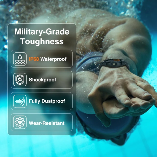 Alt view image 5 of 7 - Military Smart Watches for Men, Built-in GPS & Compass, 30-Day Standby 1.43" AMOLED Rugged Outdoor with LED Flashlight, Barometric Altimeter, 170+ Sports Modes, Compatible with Android & iPhone