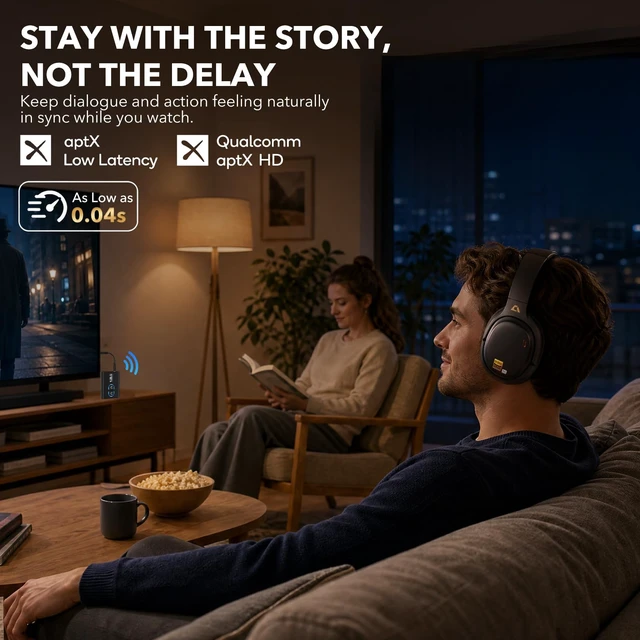 Alt view image 3 of 7 - E700 Noise Cancelling Headphones Bluetooth Wireless LDAC Hi-Res, Black Hybrid ANC, 75hr Battery Life, Deep Bass, Comfortable Over-Ear for Commuters & Travelers, aptX Low Latency for TV & Airplane