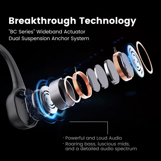 Alt view image 5 of 7 - Run Plus Bone Conduction Headphones, IP68 Waterproof, 32GB MP3 8H Playtime Open-Ear Bluetooth 5.2, Deep Bass, Secure Fit for Running Swimming & Gym, Grey