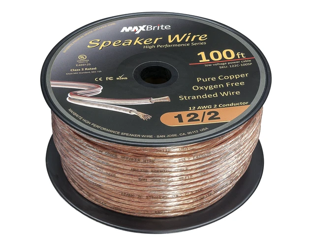 Alt view image 2 of 3 - 100 ft. Spool High Performance 12 Gauge Speaker Wire, Oxygen Free Pure Copper - UL Listed Class 2