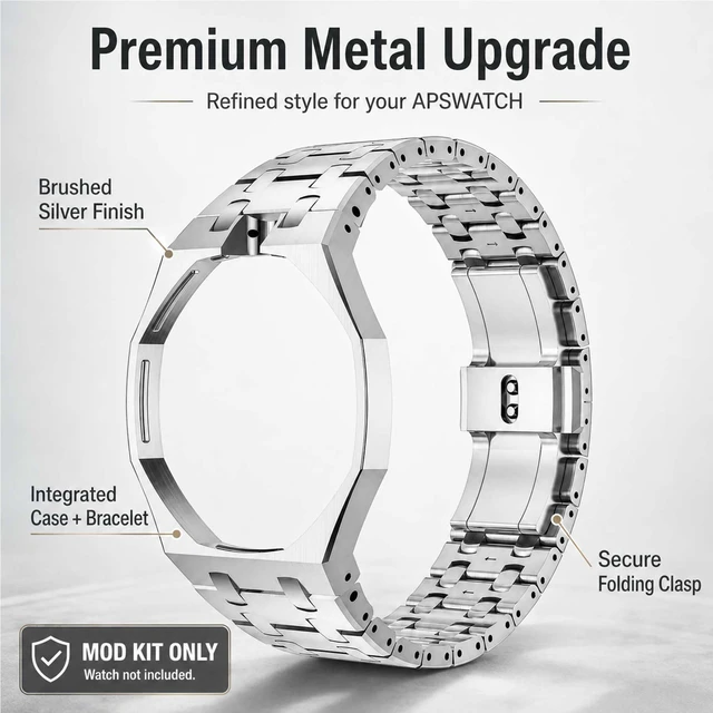 Alt view image 3 of 5 - 316 Stainless Steel Case Band Mod Kit Compatible with Swatch Royal Pop for Men Women Watches Replacement (silver 12)