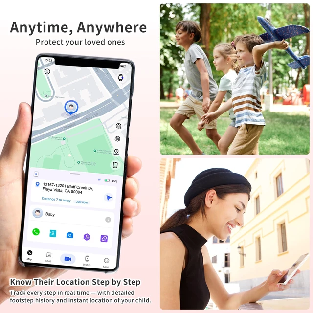 Alt view image 3 of 7 - 4G Kids Smart Watches Girls, Kids Watch with GPS Tracker Phone Call Video Call Voice Chat Alarm Clock SOS Camera Flashlight Gifts for Girls Age 5-12