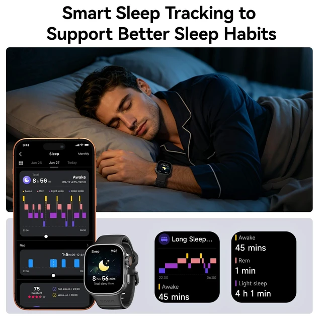 Alt view image 6 of 7 - Watch 1 Smart Watch for Men Women, GPS Activity Fitness Tracker 1.95" AMOLED Display, 3 ATM Waterproof, Bluetooth Call, Sleep Trackers, Heart Rate Monitor, 100+ Sports for Android iOS Black