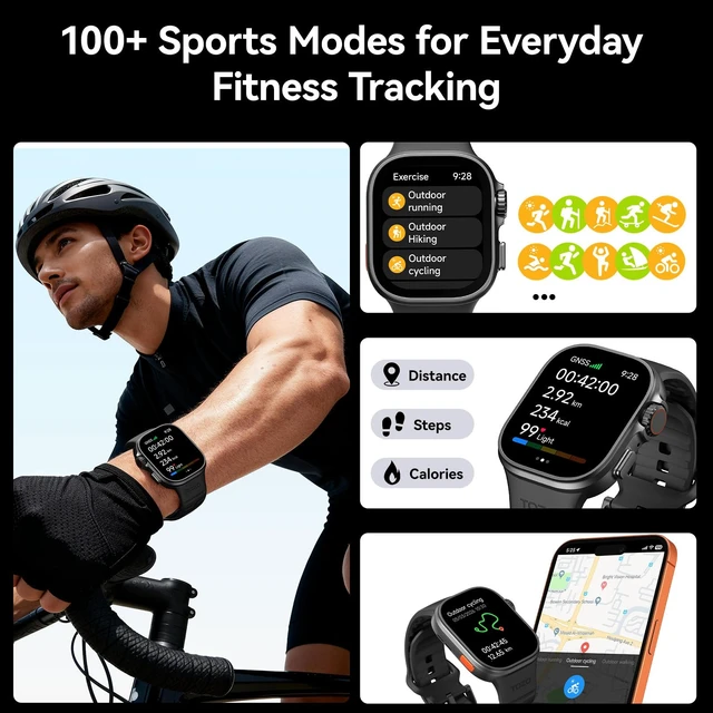 Alt view image 4 of 7 - Watch 1 Smart Watch for Men Women, GPS Activity Fitness Tracker 1.95" AMOLED Display, 3 ATM Waterproof, Bluetooth Call, Sleep Trackers, Heart Rate Monitor, 100+ Sports for Android iOS Black