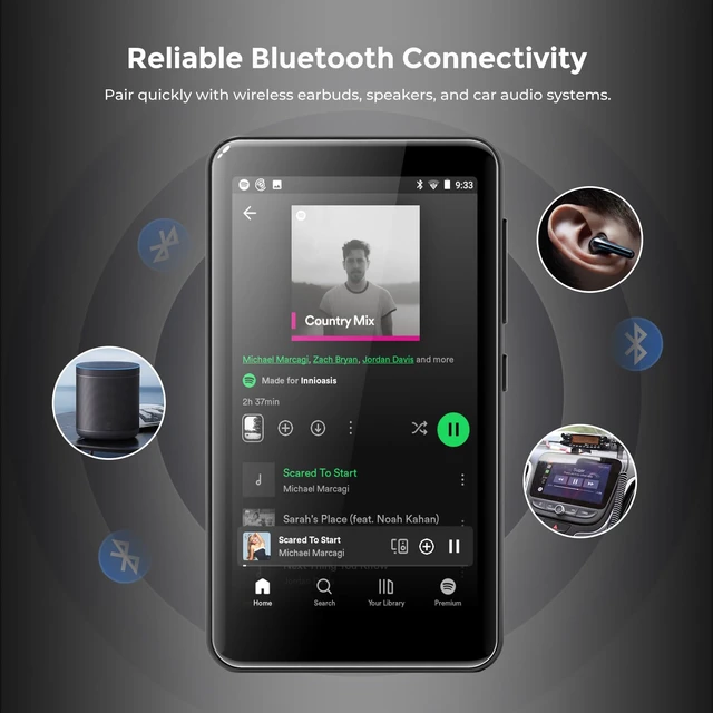 Alt view image 5 of 7 - G1 80GB MP3 Player with Bluetooth and WiFi, Spotify Music Player 4" Touchscreen, Parental Controls, Audible, Libby, Pandora, Expandable to 1TB, Minitablet, MP3 MP4 Player for Kids Black