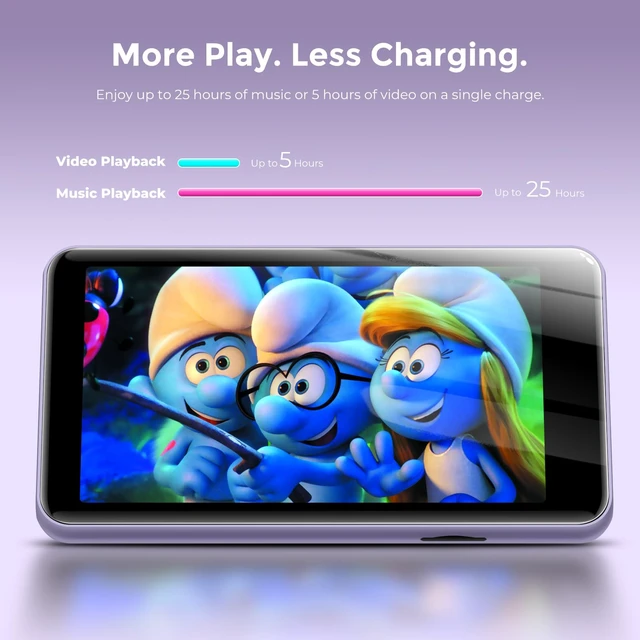 Alt view image 7 of 7 - G1 80GB MP3 Player with Bluetooth and WiFi, Spotify Music Player 4" Touchscreen, Parental Controls, Audible, Libby, Pandora, Expandable to 1TB,Minitablet,MP3 MP4 Player for Kids Purple White