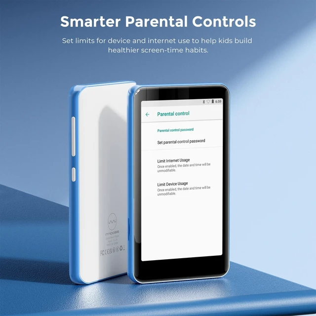 Alt view image 2 of 7 - G1 80GB MP3 Player with Bluetooth and WiFi, Spotify Music Player 4" Touchscreen, Parental Controls, Audible, Libby, Pandora, Expandable to 1TB, Minitablet, MP3 MP4 Player for Kids Blue White
