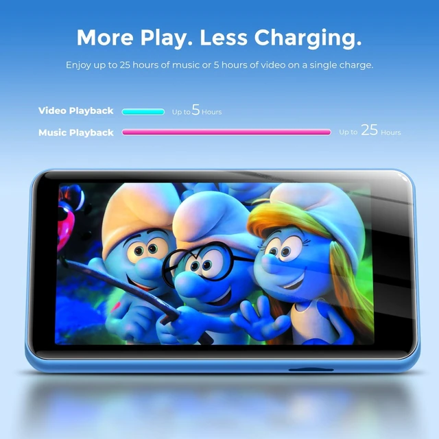 Alt view image 7 of 7 - G1 80GB MP3 Player with Bluetooth and WiFi, Spotify Music Player 4" Touchscreen, Parental Controls, Audible, Libby, Pandora, Expandable to 1TB, Minitablet, MP3 MP4 Player for Kids Blue White