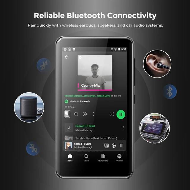 Alt view image 5 of 7 - G1 80GB MP3 Player with Bluetooth and WiFi, Spotify Music Player 4" Touchscreen, Parental Controls, Audible, Libby, Pandora, Expandable to 1TB, Minitablet, MP3 MP4 Player for Kids Grey