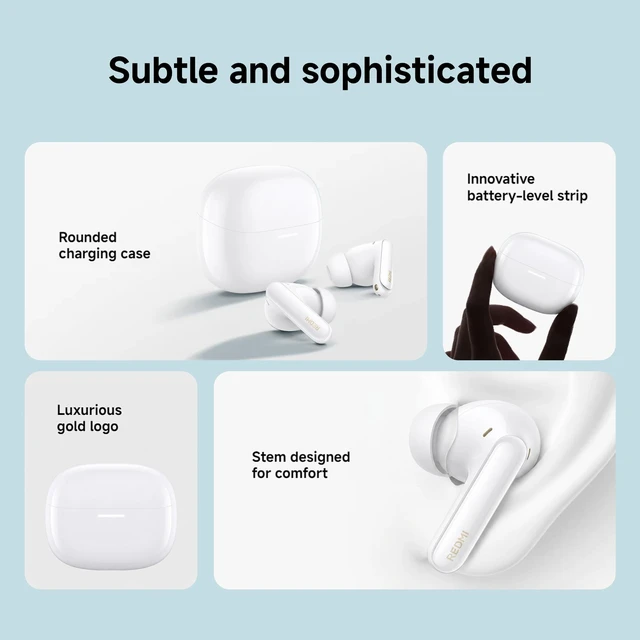 Alt view image 5 of 7 - REDMI Buds 8 Pro Wireless Earbuds, 55dB Adaptive Noise Canceling Bluetooth 5.4, 33H Playtime, Hi-Res Audio, Coaxial Triple-Driver, IP54, USB-C Fast Charge, for iPhone Android, White