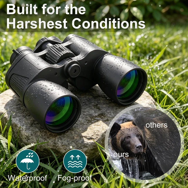 Alt view image 7 of 7 - 10-30X50 Zoom Binoculars for Adults, High Powered Military Binoculars for Bird Watching, Hunting, Outdoor, Hiking, Concerts Large View, Waterproof, BK7 Prism, FMC Lens, Low Light Night Vision