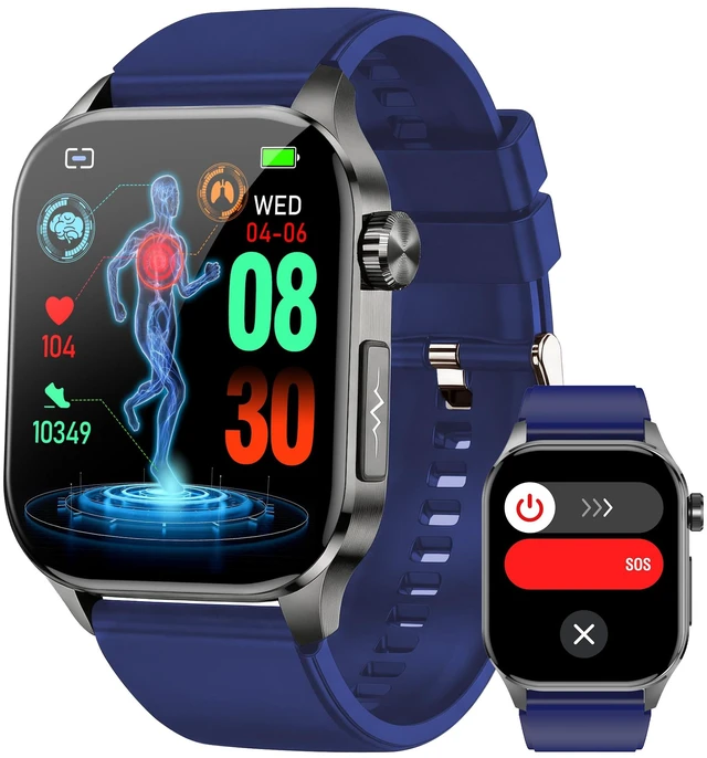 Main image of Smart Watch for Men Women, 2.04" AMOLED Fitness Tracker with Bluetooth Call, Heart Rate SpO2 Blood Pressure HRV Sleep Stress, 150 Sports Modes, IP68 Waterproof for Android iOS (Blue)