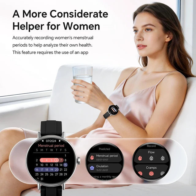 Alt view image 5 of 7 - Smart Watch for Women, 40mm HD Fitness Tracker, Answer & Make Call for iPhone/Android/Samsung, Heart Rate/Stress/Sleep Monitor, 7 Day Battery, 110+ Sports Modes, 2 Band, IP68, Black