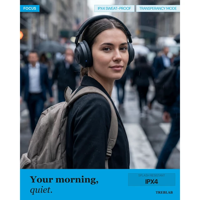 Alt view image 5 of 7 - Z7-Pro Noise Cancelling Over Ear Headphones Wireless Bluetooth Hybrid ANC -30dB, 38H Battery, Transparency Mode, Foldable with Case, Multipoint BT 5.3, Gaming Mode 65ms, USB-C, AUX