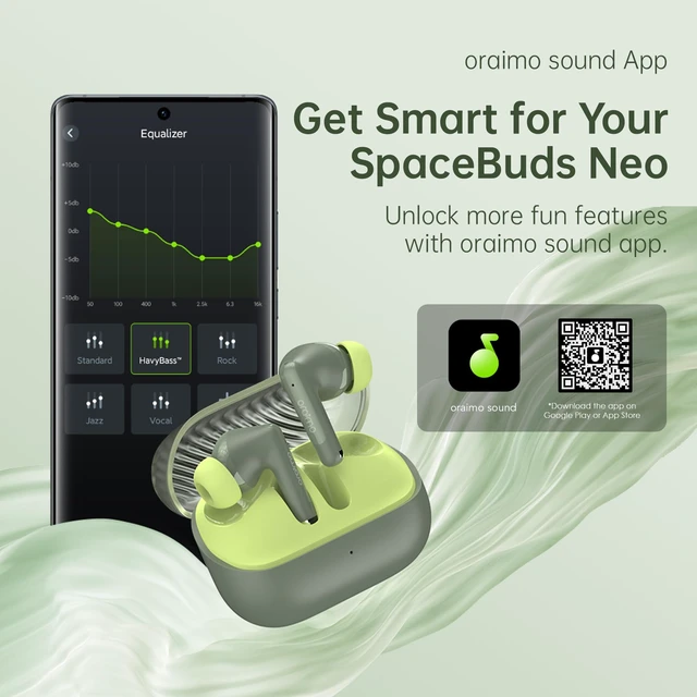 Alt view image 6 of 7 - SpaceBuds Neo Wireless Bluetooth Earbuds in-Ear Headphones,Green Bluetooth 5.4, 30H Playtime, Built-in Mic for Clear Talk, Immersive Game Mode, and App Control, for Daily Use