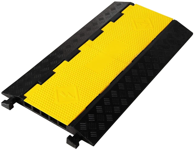 Main image of 1 Pack Rubber Cable Ramp Hose Cable Protector Ramp 5 Channel 22000Lbs Load Capacity Traffic Speed Bump Wires Power Lines Extension Cord Cover for Indoor Outdoor