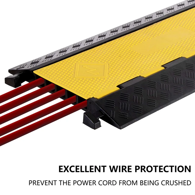 Alt view image 3 of 7 - 1 Pack Rubber Cable Ramp Hose Cable Protector Ramp 5 Channel 22000Lbs Load Capacity Traffic Speed Bump Wires Power Lines Extension Cord Cover for Indoor Outdoor