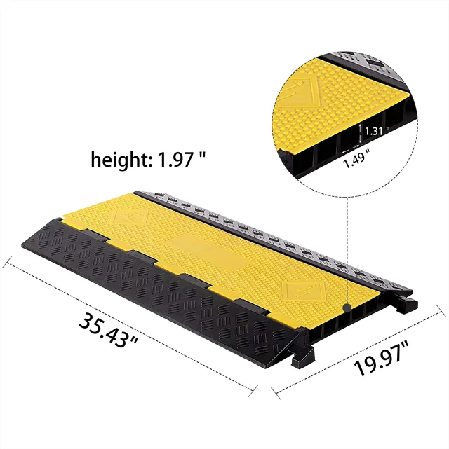 Alt view image 2 of 7 - 1 Pack Rubber Cable Ramp Hose Cable Protector Ramp 5 Channel 22000Lbs Load Capacity Traffic Speed Bump Wires Power Lines Extension Cord Cover for Indoor Outdoor