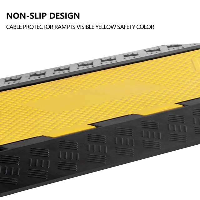 Alt view image 5 of 7 - 1 Pack Rubber Cable Ramp Hose Cable Protector Ramp 5 Channel 22000Lbs Load Capacity Traffic Speed Bump Wires Power Lines Extension Cord Cover for Indoor Outdoor