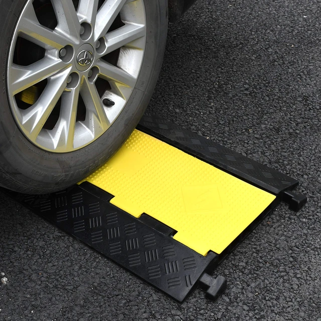 Alt view image 7 of 7 - 1 Pack Rubber Cable Ramp Hose Cable Protector Ramp 5 Channel 22000Lbs Load Capacity Traffic Speed Bump Wires Power Lines Extension Cord Cover for Indoor Outdoor
