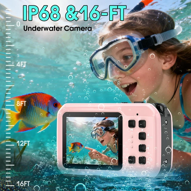 Alt view image 2 of 7 - 4K Underwater Camera, 64MP 16FT Compact Waterproof Camera with 16GB Card Floatable Digital Camera, 16X Digital Zoom, Auto Focus, Fill Light, 650mAh Battery, Ideal for Travel, Surfing, Swimming